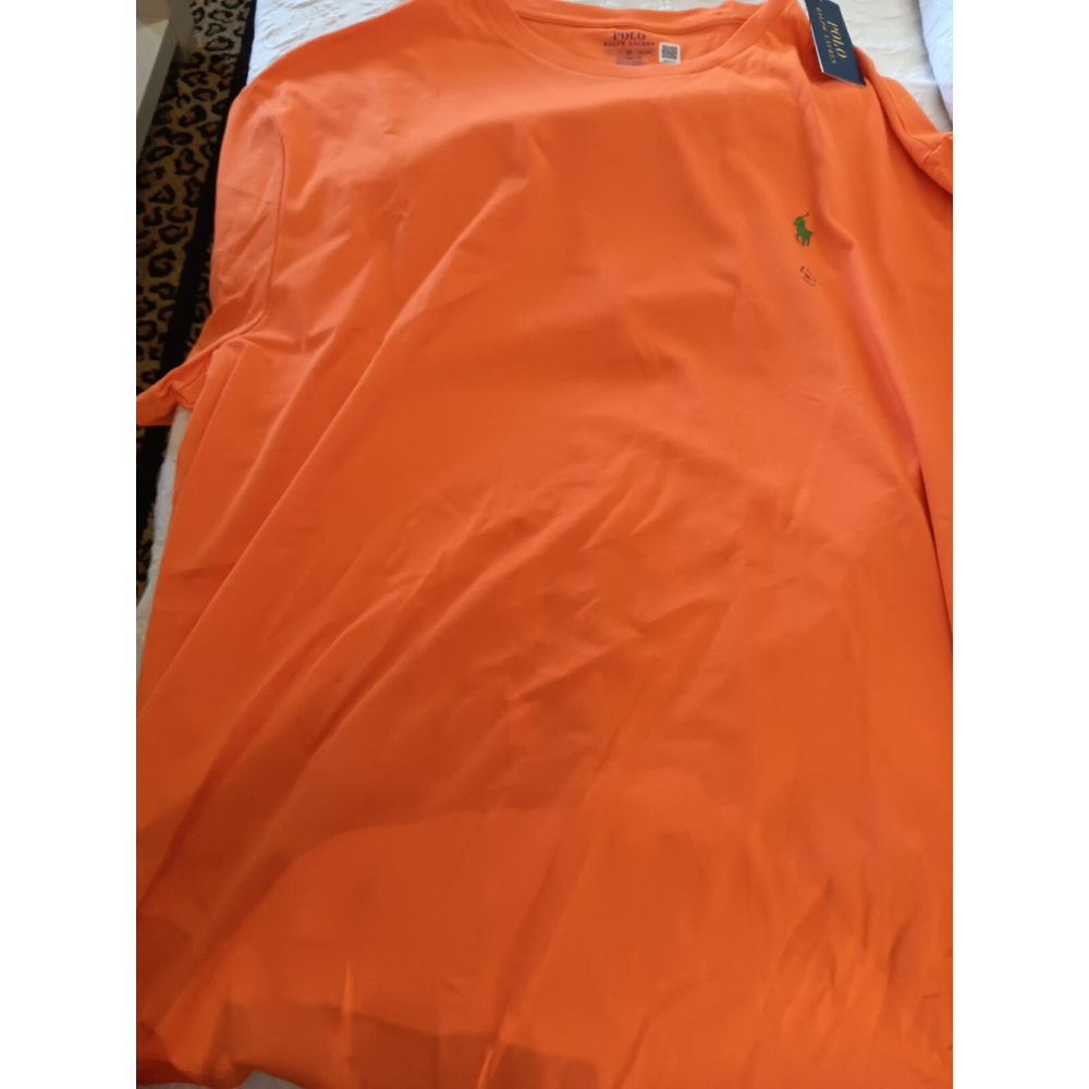POLO RALPH LAUREN MEN S/S ORANGE T-SHIRT WITH POLO/PONY LOGO XXL COTTON $55 NWT